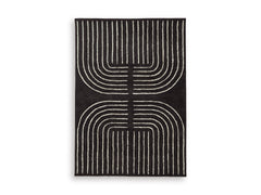 Black/Ivory 59.5" x 81.75", complete rug product view - 5