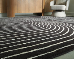 Black/Ivory 59.5" x 81.75", pile and edge detail - 7