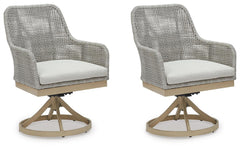 Gray, complete pair of swivel dining chairs - 1