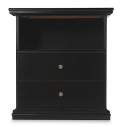 Black, full front view of nightstand - 3