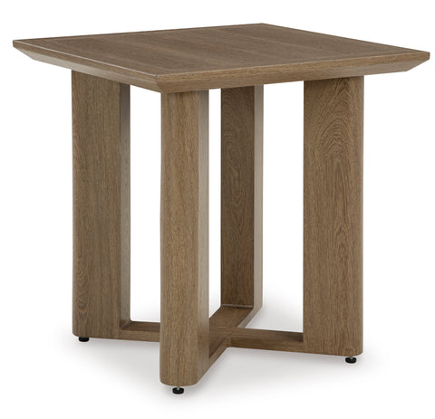 Dark Brown Wood-Look Aluminum Square Outdoor End Table