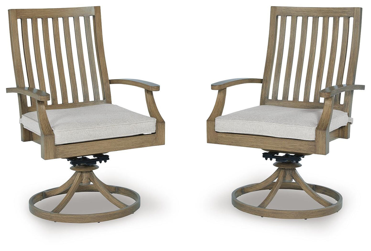 Brown/Beige, complete pair of swivel rocking chairs