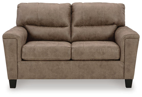 Modern Faux Leather Loveseat in Fossil or Smoke