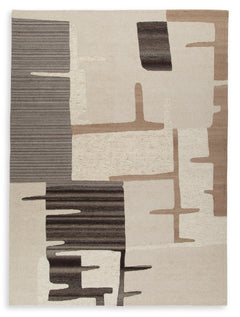Beige/Brown 120.25" x 167.63", complete rug product view - 1