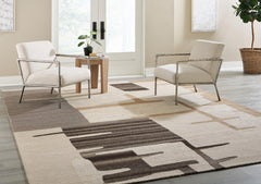 Beige/Brown 120.25" x 167.63", room view; furniture excluded - 2