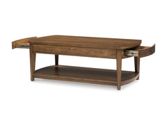 Brown two-drawer coffee table, product view 2 - 2