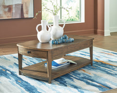 Brown two-drawer coffee table, product view 5 - 5