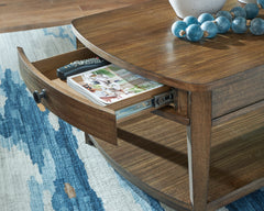 Brown two-drawer coffee table, product view 6 - 6