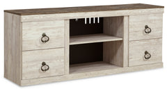 Whitewash TV stand, full product view - 1