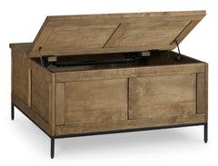 Brown square lift top storage coffee table, product view 2 - 2