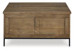 Brown square lift top storage coffee table, product view 3 - 3