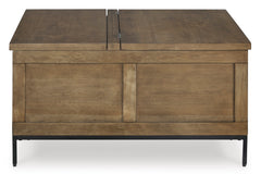 Brown square lift top storage coffee table, product view 4 - 4
