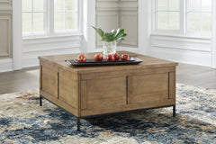 Brown square lift top storage coffee table, product view 5 - 5