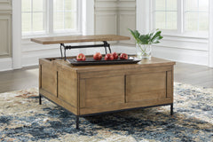 Brown square lift top storage coffee table, product view 6 - 6