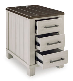 Gray/Brown three drawer charging chairside table, product view 2 - 2