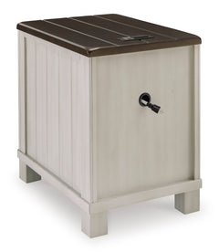 Gray/Brown three drawer charging chairside table, product view 4 - 4