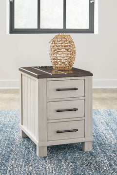 Gray/Brown three drawer charging chairside table, product view 5 - 5