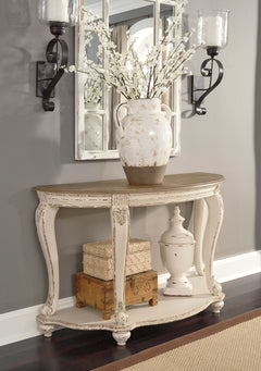 White/Brown two tone shelf console table, product view 5 - 5