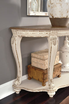 White/Brown two tone shelf console table, product view 6 - 6