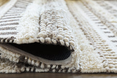 Ivory/Brown 93" x 122", rolled rug backing detail - 4