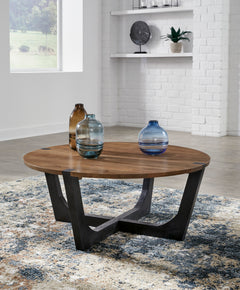 Brown/Black Round Coffee Table, product view 4 - 4