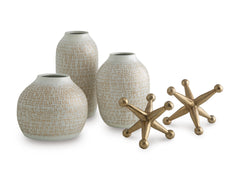 White/Gold Finish five piece accessory set, full product view - 4