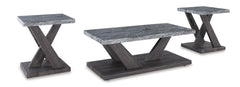Brown/Gray three-piece table set, full product view - 7