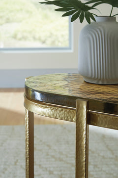 Goldtone Accent Table, cast-glass tabletop detail - 4