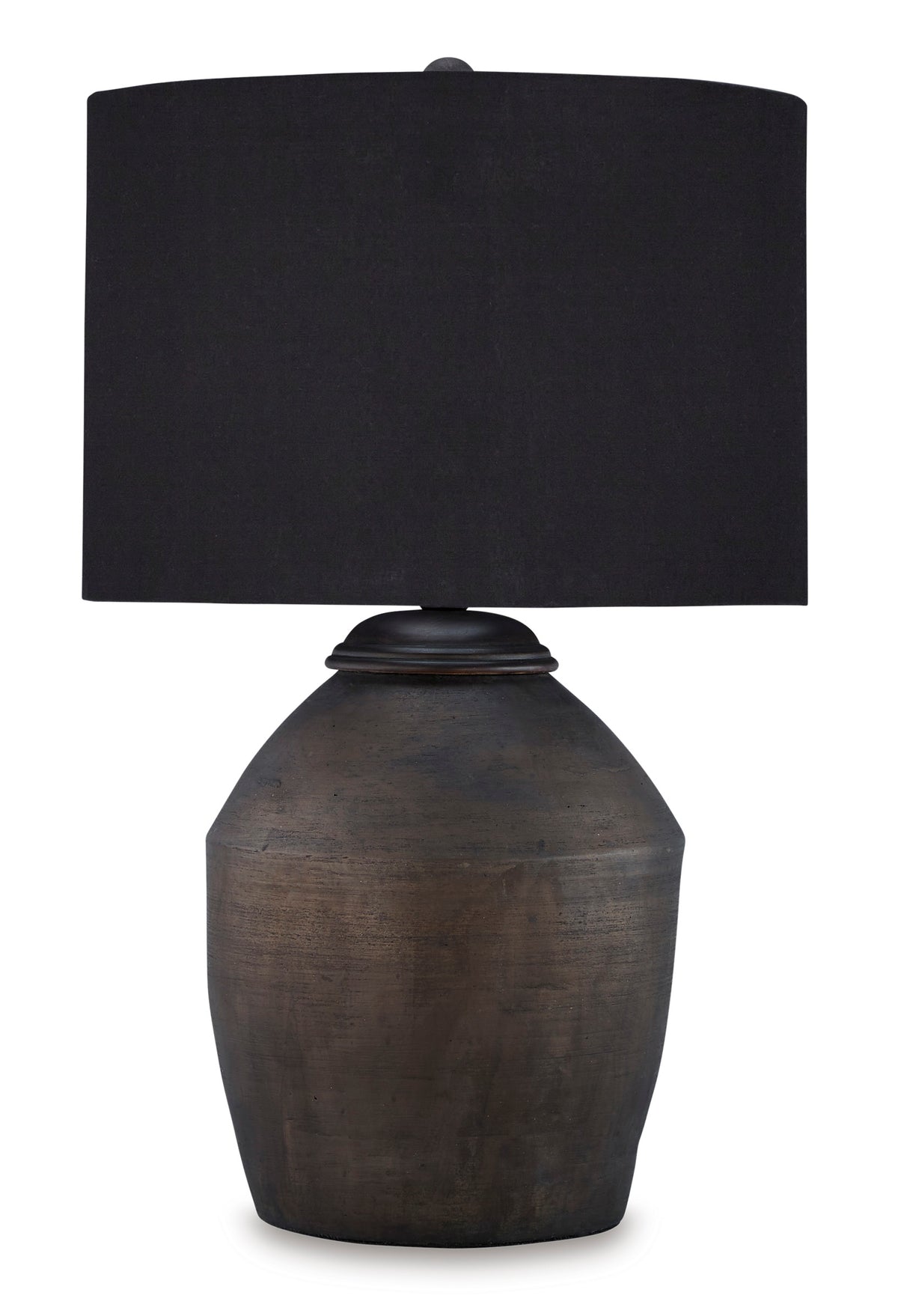 Metallic Black Terracotta Table Lamp, complete lamp with shade