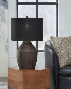 Metallic Black Terracotta Table Lamp, room setting; lamp only - 2