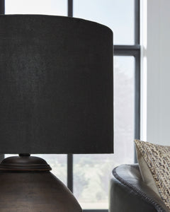 Metallic Black Terracotta Table Lamp, shade detail - 5