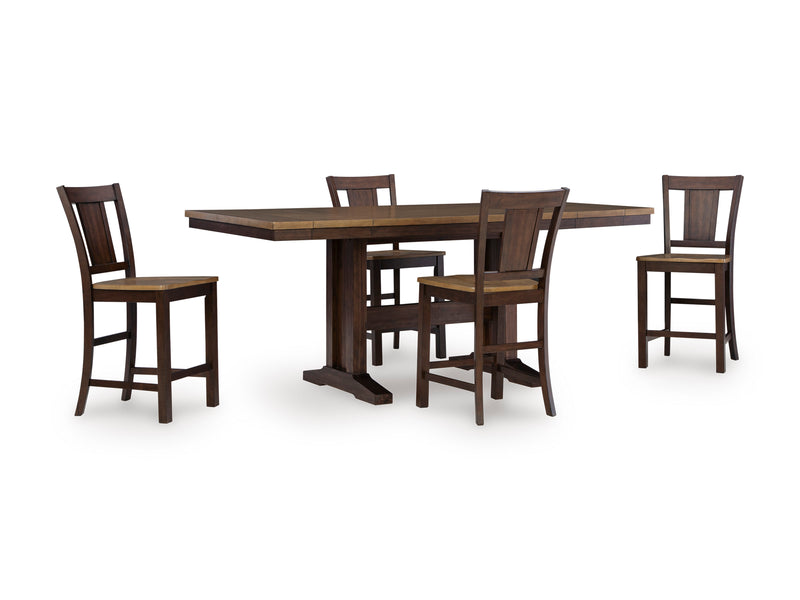 Two-Tone Chestnut Extendable Counter Table with Seating Options