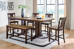 Light Brown/Dark Brown / Table + 4 Stools + Bench, product view 2; includes table + 4 stools + bench; other furniture and accessories excluded - 24