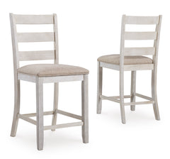White/Light Brown / 2 Ladderback Counter Stools, product view 1; included: two ladderback counter stools; table excluded; other furniture and accessories excluded - 23