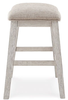White/Light Brown / 2 Backless Counter Stools, product view 4; included: two backless counter stools; table excluded; other furniture and accessories excluded - 37