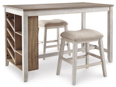 White/Light Brown / Table + 2 Backless Stools, product view 1; included: one counter-height table and 2 backless counter stools; other furniture and accessories excluded - 40