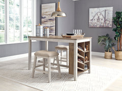 White/Light Brown / Table + 2 Backless Stools, product view 2; included: one counter-height table and 2 backless counter stools; other furniture and accessories excluded - 41