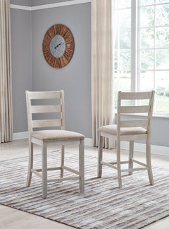 White/Light Brown / 2 Ladderback Counter Stools, product view 2; included: two ladderback counter stools; table excluded; other furniture and accessories excluded - 24