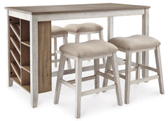 White/Light Brown / Table + 4 Backless Stools, product view 1; included: one counter-height table and 4 backless counter stools; other furniture and accessories excluded - 42