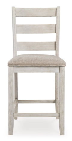 White/Light Brown / 2 Ladderback Counter Stools, product view 5; included: two ladderback counter stools; table excluded; other furniture and accessories excluded - 27
