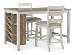White/Light Brown / Table + 2 Ladderback Stools, product view 1; included: one counter-height table and 2 ladderback counter stools; other furniture and accessories excluded - 30