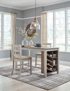 White/Light Brown / Table + 2 Ladderback Stools, product view 2; included: one counter-height table and 2 ladderback counter stools; other furniture and accessories excluded - 31
