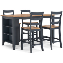 Natural/Blue / Table + 4 Stools, product view 1; included: 1 table; 4 matching counter stools; all other furniture and accessories excluded - 20