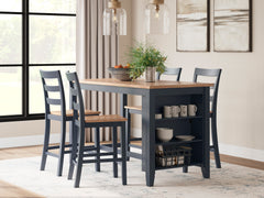 Natural/Blue / Table + 4 Stools, product view 2; included: 1 table; 4 matching counter stools; all other furniture and accessories excluded - 21