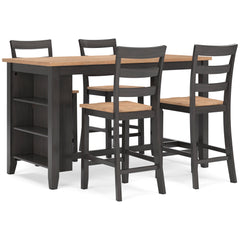 Natural/Brown / Table + 4 Stools, product view 1; included: 1 table; 4 matching counter stools; all other furniture and accessories excluded - 49