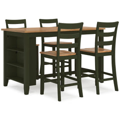 Natural/Green / Table + 4 Stools, product view 1; included: 1 table; 4 matching counter stools; all other furniture and accessories excluded - 71