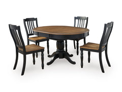 Black/Brown / Table + 4 Chairs, product view 1; includes 1 table; 4 dining chairs; other furniture and accessories excluded - 13