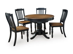 Black/Brown / Table + 4 Chairs, product view 2; includes 1 table; 4 dining chairs; other furniture and accessories excluded - 14