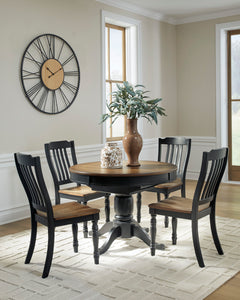Black/Brown / Table + 4 Chairs, product view 3; includes 1 table; 4 dining chairs; other furniture and accessories excluded - 15