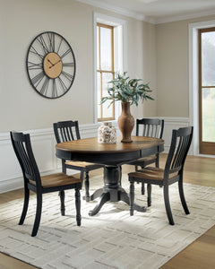 Black/Brown / Table + 4 Chairs, product view 4; includes 1 table; 4 dining chairs; other furniture and accessories excluded - 16